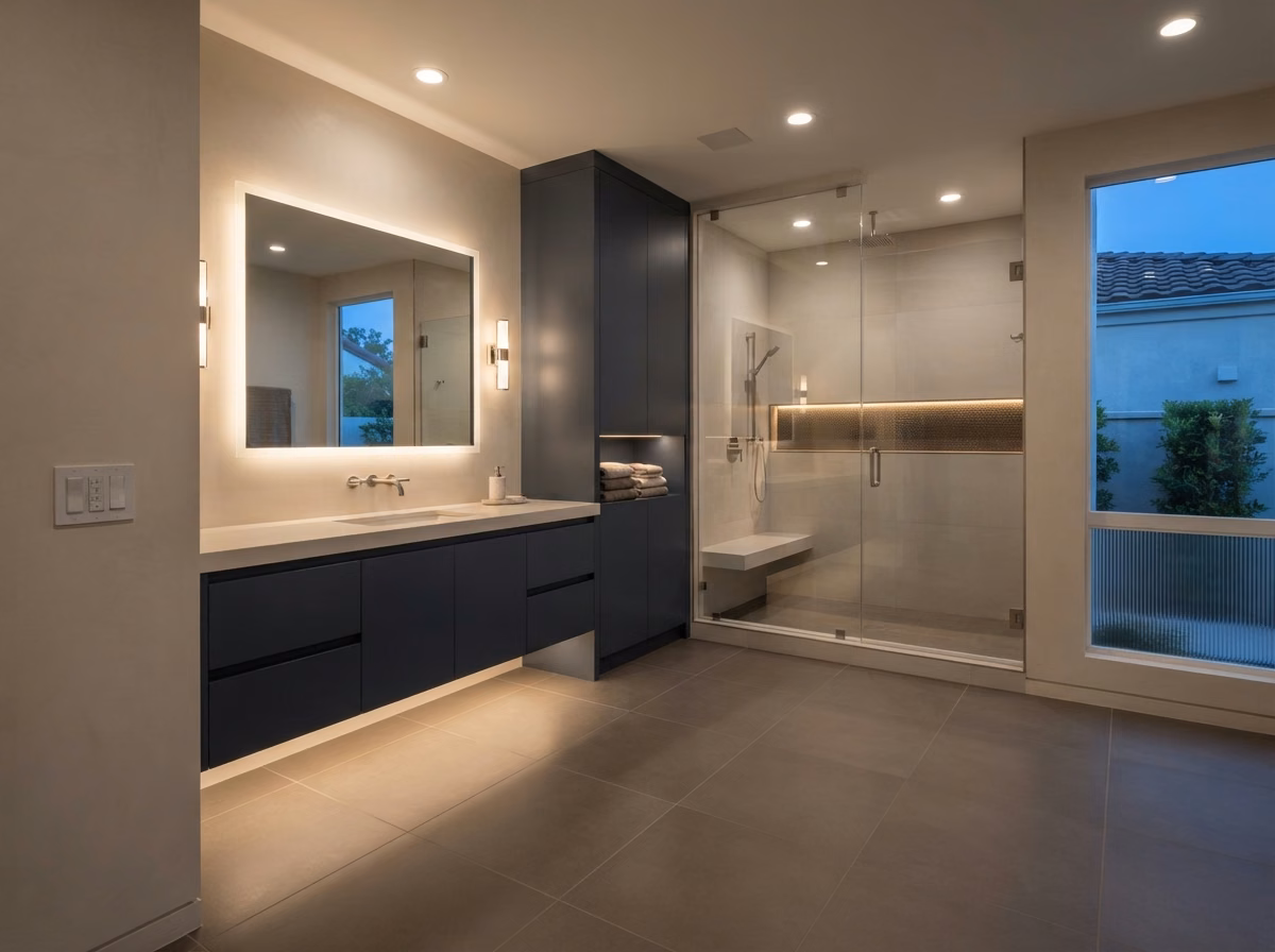 Bathroom Lighting Design Problem Right | Orange County Bathroom Lighting Design Problem Right in Orange County.