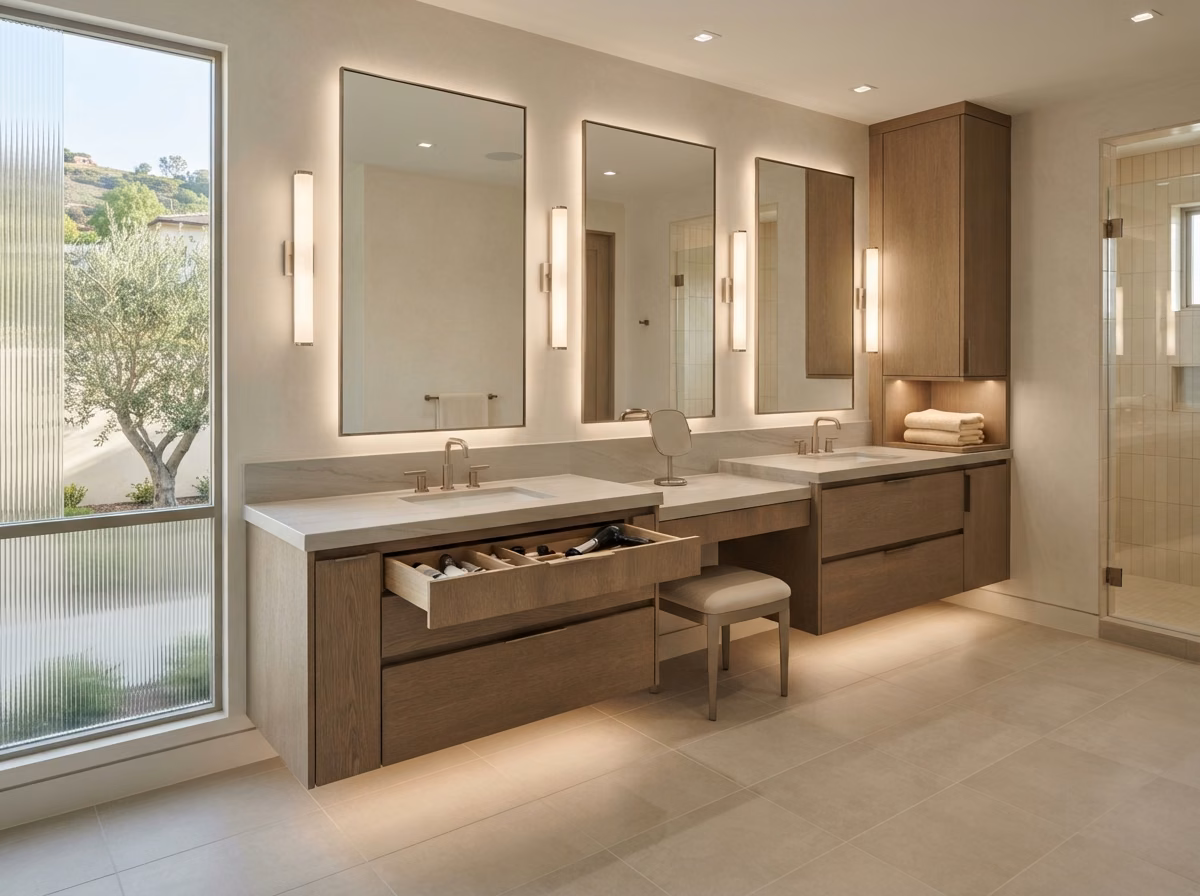 Bathroom Vanity Flooring Detail | Orange County Bathroom Vanity Flooring Detail in Orange County.