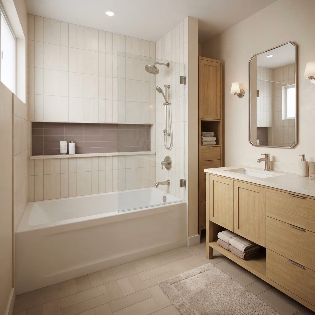 Alcove Bathtub Shower to Tub Option | Orange County Alcove Bathtub Shower to Tub Option in Orange County.