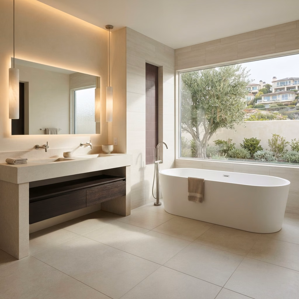 Freestanding Tub from Shower Newport Beach | Orange County Freestanding Tub from Shower Newport Beach in Orange County.