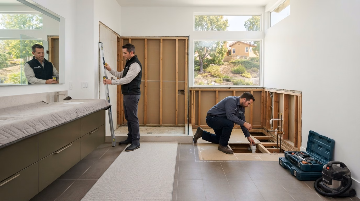 Shower to Tub Process Left | Orange County Shower to Tub Process Left in Orange County.