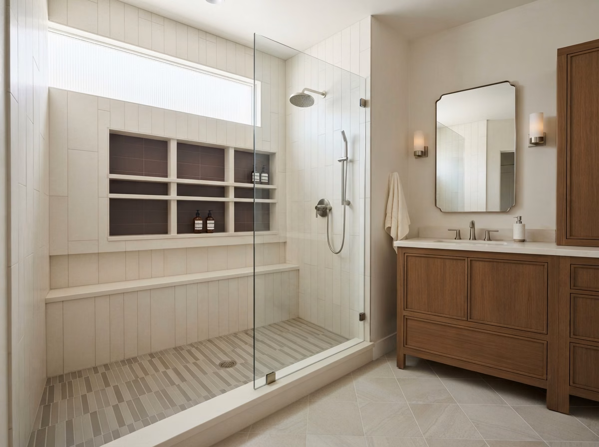 Custom Tile Shower Newport Beach | Orange County Custom Tile Shower Newport Beach in Orange County.