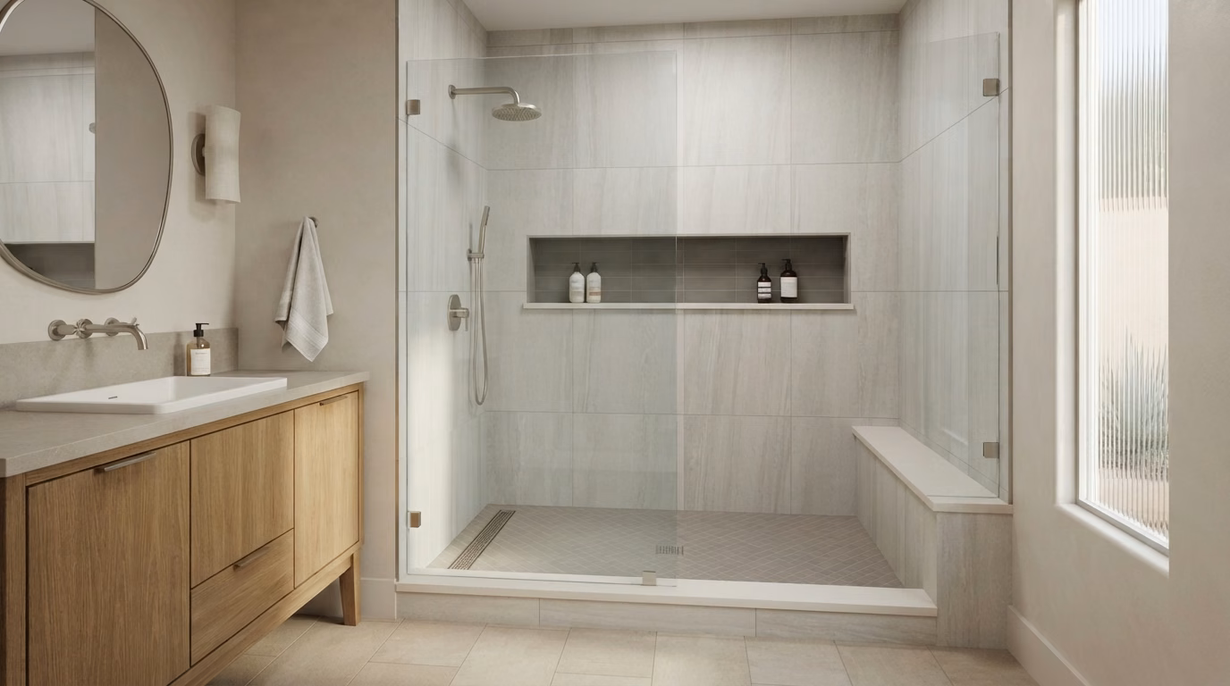 Large Format Tile Shower Laguna Beach | Orange County Large Format Tile Shower Laguna Beach in Orange County.